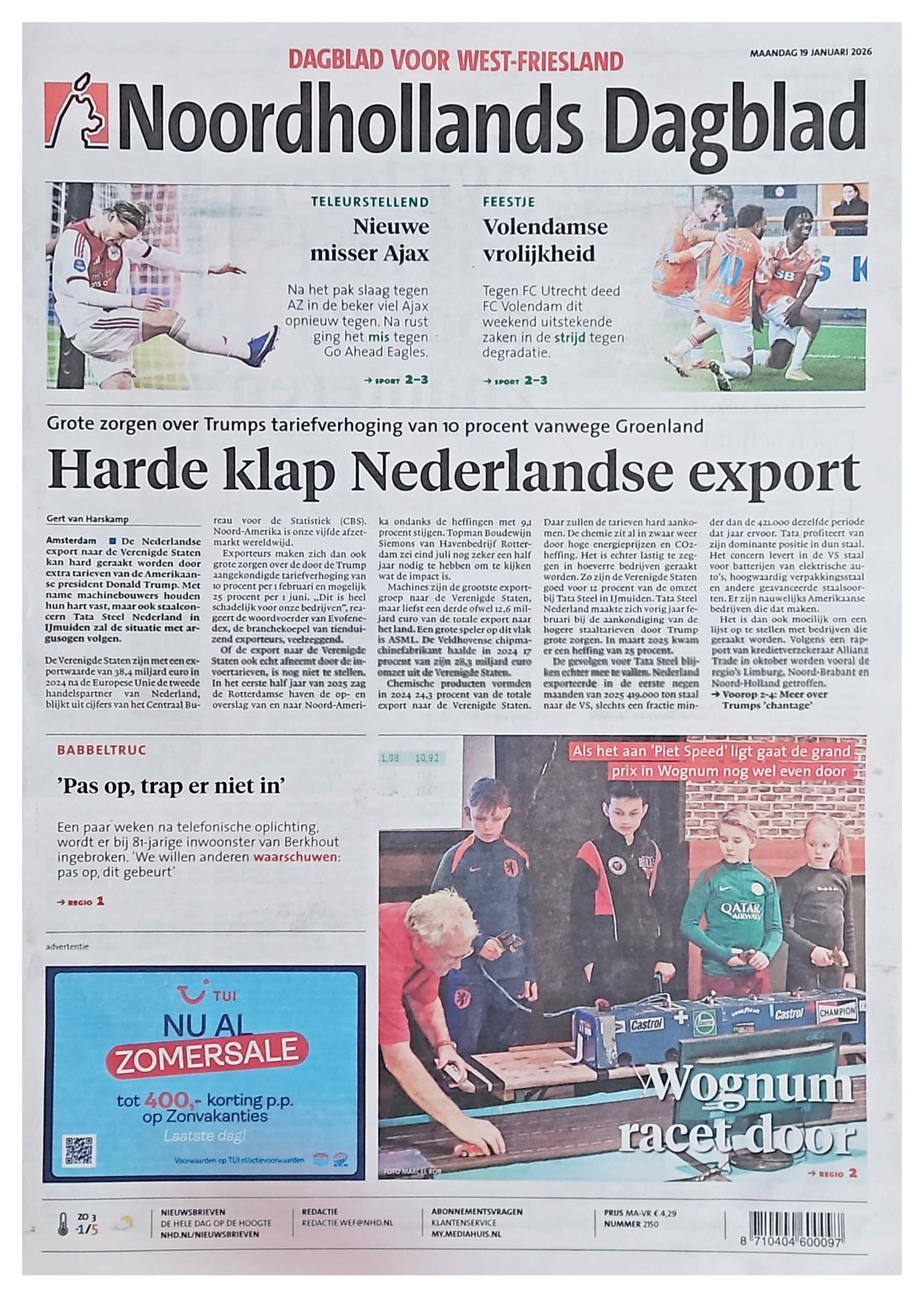 Voorpagina NHD 19-01-2026